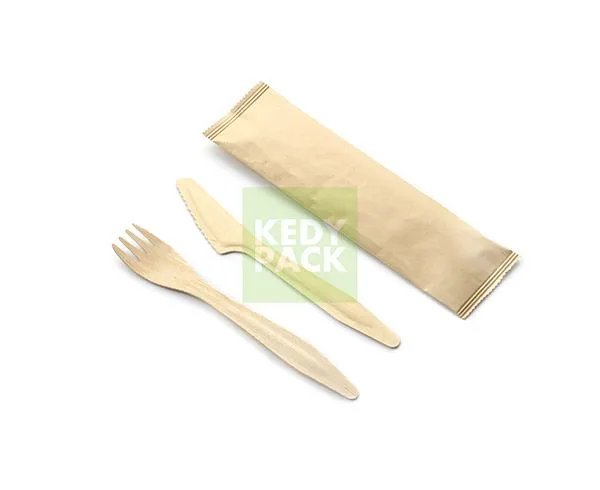 Kit couvert en bois avec poche